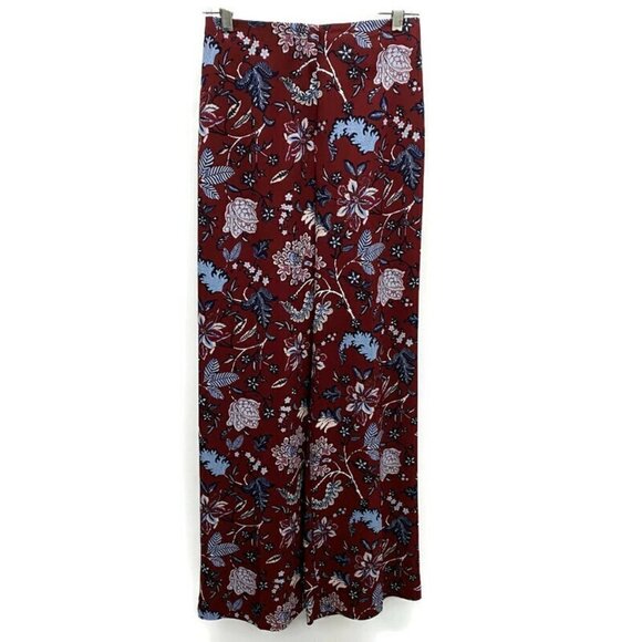 Diane Von Furstenberg Burgundy w/Blue Floral Pants - Picture 1 of 4